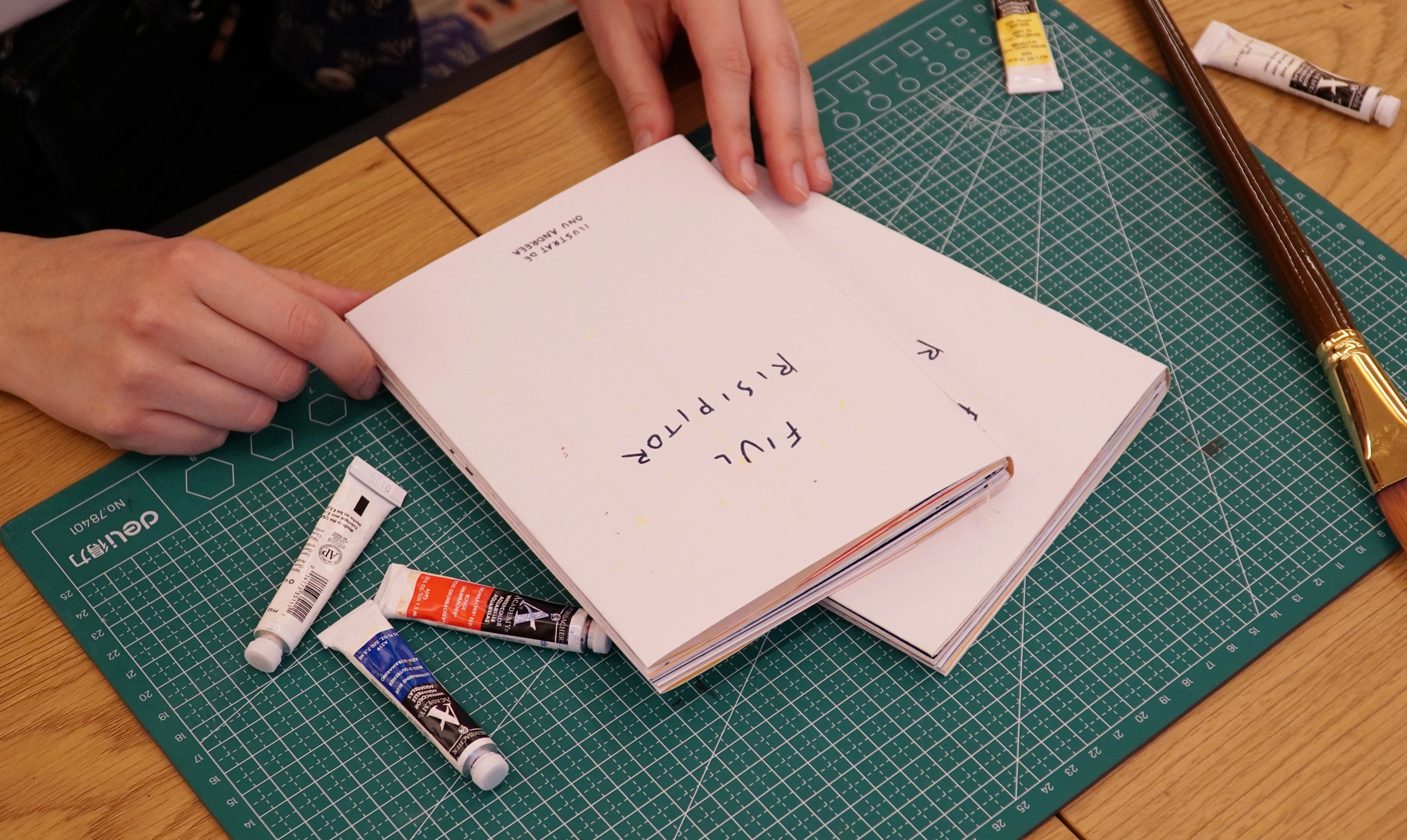 Making the book by hand on a cutting mat